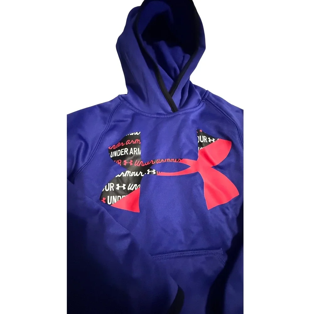 Under Armour Kids 5 Blue Graphic Logo Pullover Hoodie Sweatshirt 27D2410951‎